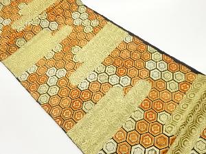 ヱ霞に亀甲・花・菱模様織出し袋帯